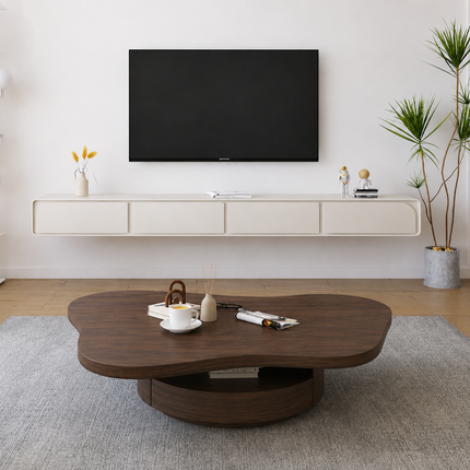 Rio Bianco Cloud Coffee Table – In Stock Dark Walnut Brown Sculptural Center Table