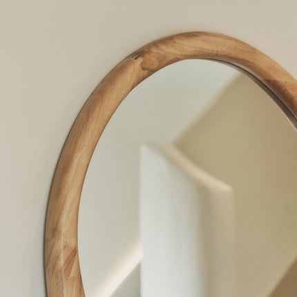 Elowen Wavy Teak Floor Mirror – Organic Freeform Full-Length Mirror - Uber Decor