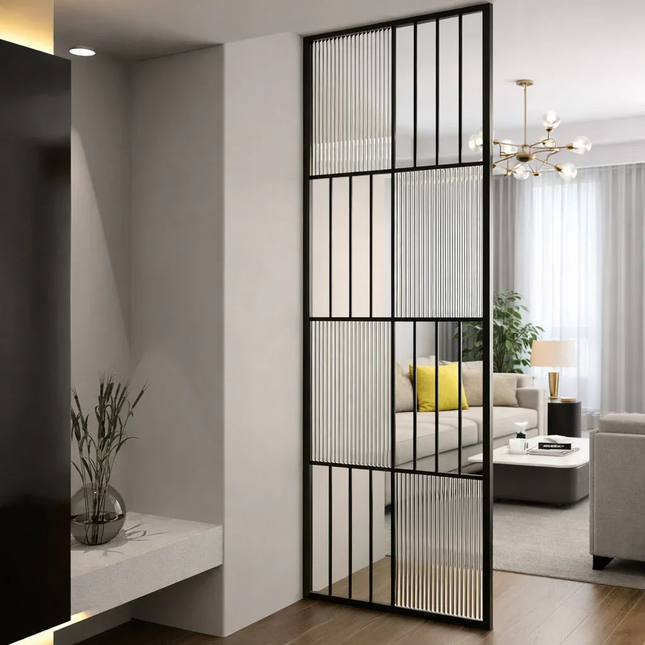 NOIRIS Stainless Steel Glass Room Divider Floor To Ceiling Partition For Bedroom Living Room And Passage