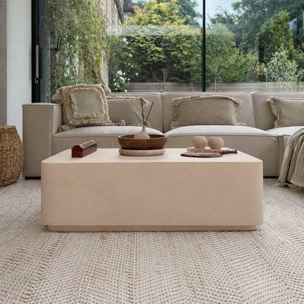 Spree Coffee Table Modern Contemporary Desert Modern Inspired Designer Center Table Custom Finish Minimal Block Table for Open Living Space