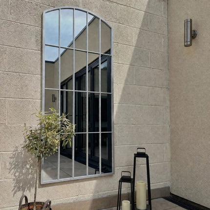 ReflectBow- Soft Arched Top Full Length Window Style Metal Framed Large Size Mirror for, Bedroom, Living Room or Outdoor