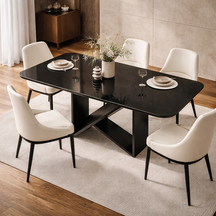 Midnight Gather Modern Dining Table with Sculptural Base for Dining Room and Modern Home Interiors