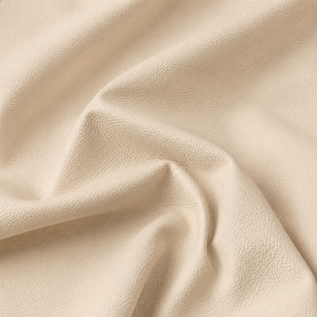 KOREAN LEATHER- Leatherette Faux Leather Upholstery Fabric- Almond Cream