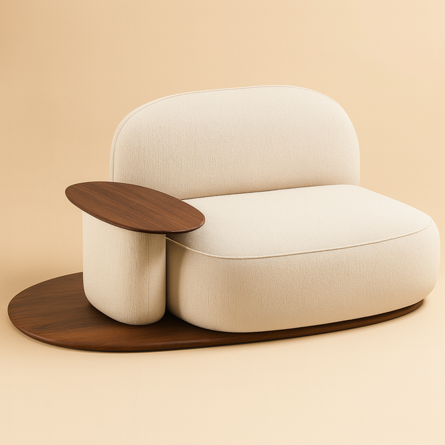 Orbitra Lounge Chair Minimalist Modern Accent with Sculptural Platform Base and Functional Surface Statement Seating for Living Room and Bedroom Interiors - Uber Decor