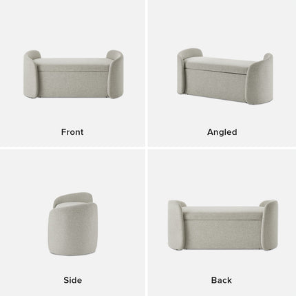 Sophie Curved 2-in-1 Storage Bench with Flip Top Seat Minimalist End-of-Bed Organizer for Bedroom & Entryway Spaces
