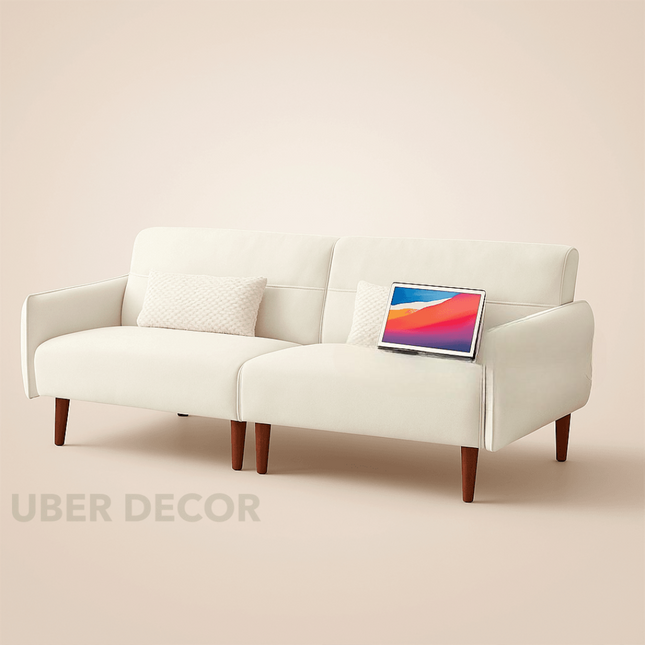 Dubai 81 Inch Futon Sofa Bed - Oversized Convertible Tufted Futon Couch - Uber Decor