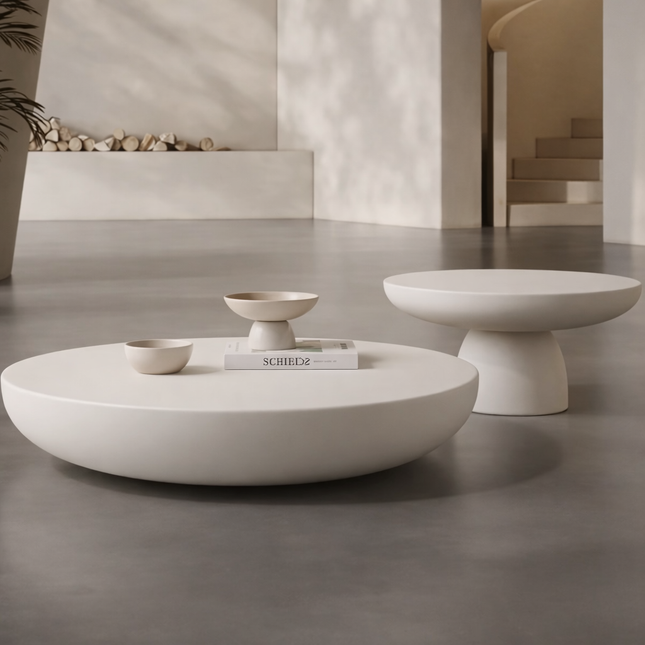 Cam Wabi-Sabi Sculptural Japandi Coffee Table – Modern European Organic Center Table Set for Living Rooms