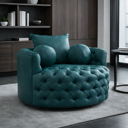 Orania 360 Degree Swivel Accent Chair Single Barrel Sofa with Round Tufted Base - Uber Decor