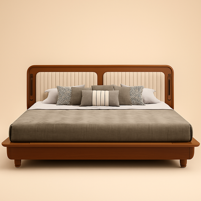 SheeshamNest Contemporary Modern Upholstered Platform Customisable Bed for Minimalist Bedroom - Uber Decor