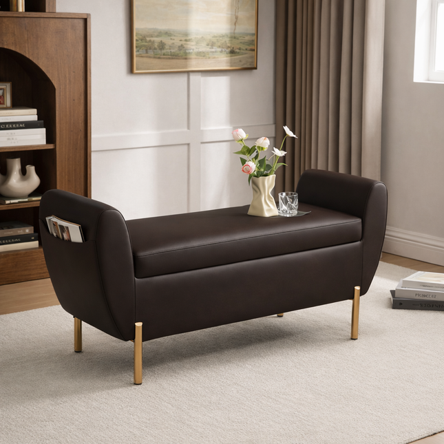 Avelyn Modern European-Inspired Flip Top Storage Bench – Minimalist Entryway & Bedroom Organizer with Luxe Design Appeal