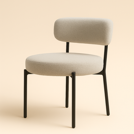 NUBOLO – Modern Plush Dining Chair Set with Curved Backrest & Metal Legs for Kitchen & Living Room Spaces - Uber Decor
