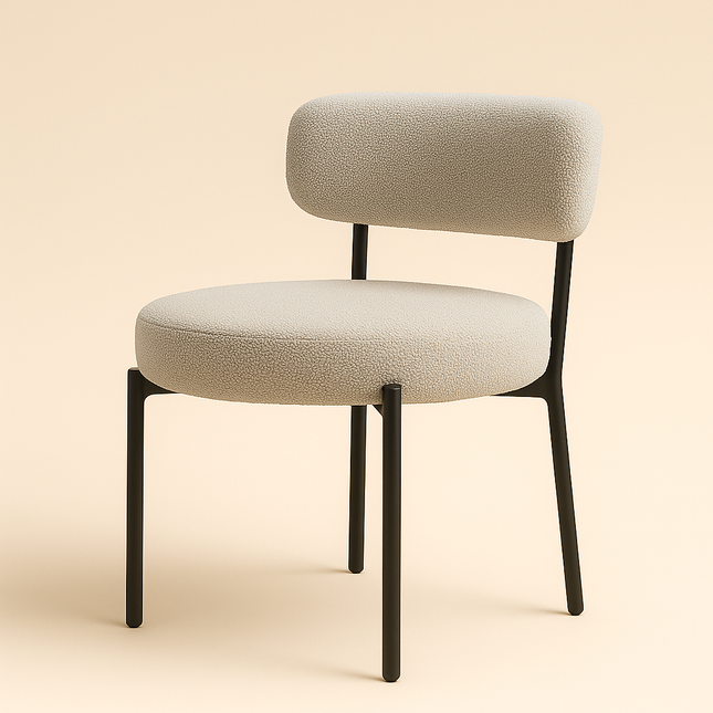 NUBOLO – Modern Plush Dining Chair Set with Curved Backrest & Metal Legs for Kitchen & Living Room Spaces - Uber Decor