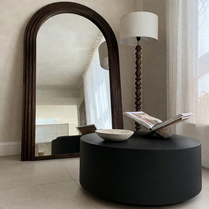 Isar Coffee Table Modern Minimal Contemporary Designer Center Table Custom Finish Smooth Drum Table for Chic Studio Space