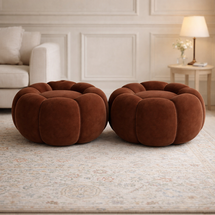 Pumpkin Hue Ottoman Stool Chair - Soft Stool & Footrest for Living Room or Bedroom Modern Living Room Furniture