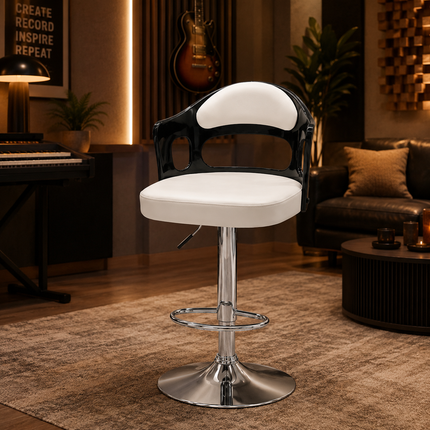 Belluno Modern Bar Stool with Hydraulic Lift for Kitchen Island and Home Bar Seating Mid Century Contemporary Counter Chair