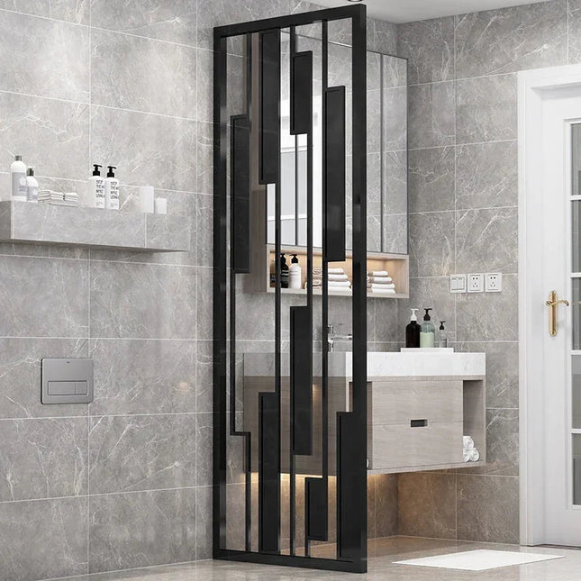 OBLIX Stainless Steel Graphic Room Divider With Sculptural Panel Design For Living Room Bedroom And Transitional Interior Spaces