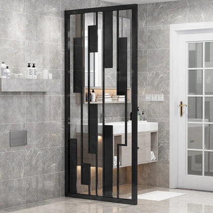 OBLIX Stainless Steel Graphic Room Divider With Sculptural Panel Design For Living Room Bedroom And Transitional Interior Spaces