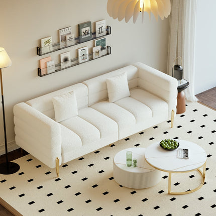 Tampa 3 Seater Luxury Modern Japandi Sofa for Living Room with Gold Legs Customisable Designer Sofa