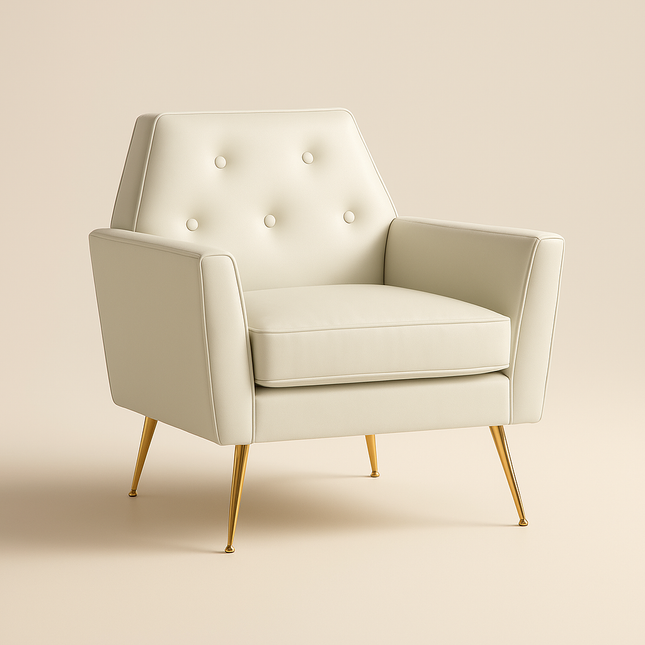 Leina- Hexagonal Shaped Tufted Back Comfortable Upholstered Accent Chair with Metal Legs - Uber Decor