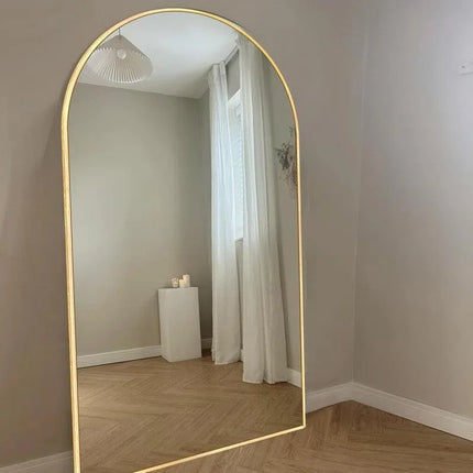 Grand Archway Wide Metal Frame Full Length Bedroom Mirror - Uber Decor