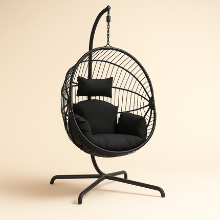 DriftShell Cocoon Swing Chair – Mid-Century Nature Circular Hanging Chair for Lawn, Patio & Terrace | Uber Decor