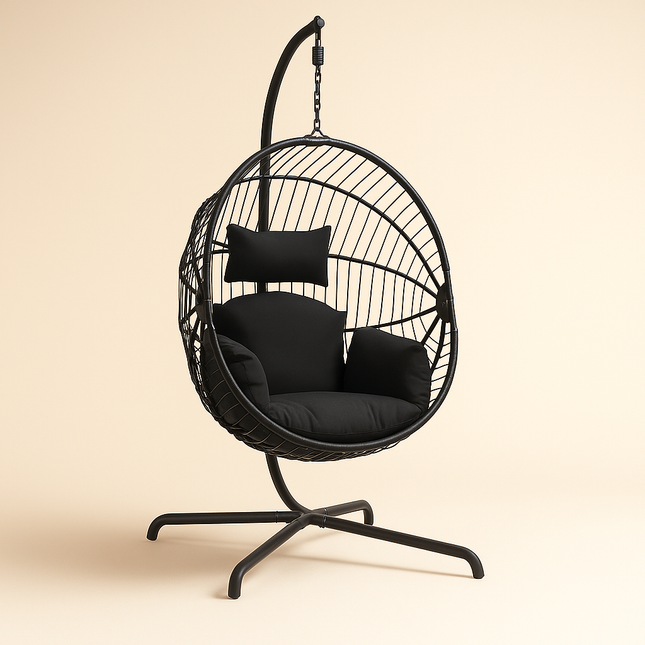 DriftShell Cocoon Swing Chair – Mid-Century Nature Circular Hanging Chair for Lawn, Patio & Terrace | Uber Decor