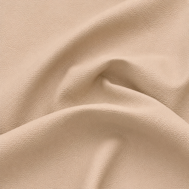KLASSY- Leatherette Faux Leather Upholstery Fabric- Sandy Beige