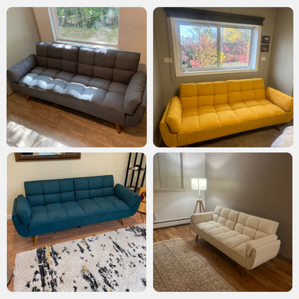 Tangier 75 Inch Futon Sofa - Flared Arm Convertible Sleeper Sofa Bed - Uber Decor