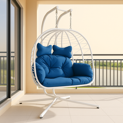 OceanBud Wabi-Sabi Cocoon Swing Chair – Japandi Breezy Organic Outdoor & Balcony Swing Chair