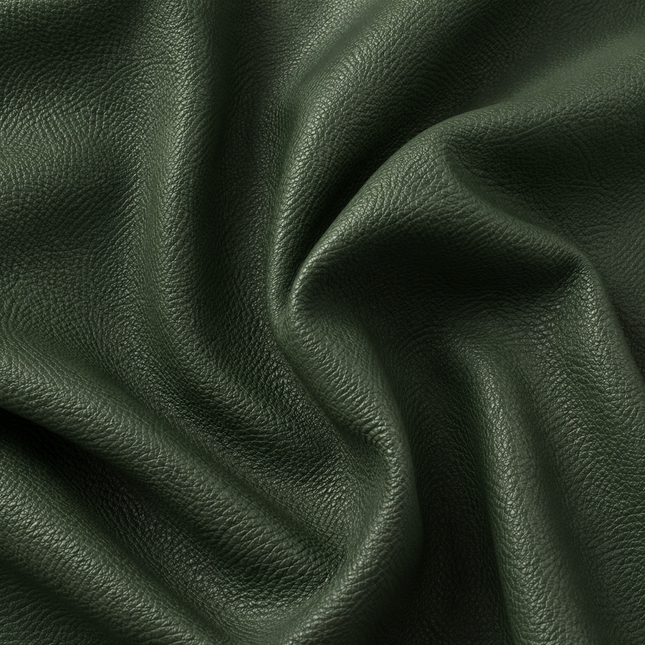 KLASSY- Leatherette Faux Leather Upholstery Fabric- Dark Moss Green