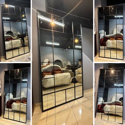 PaneGleam- Window Pane Metal Framed Mirror for Living Room Foyer, Hallway, Bedroom or Hotel