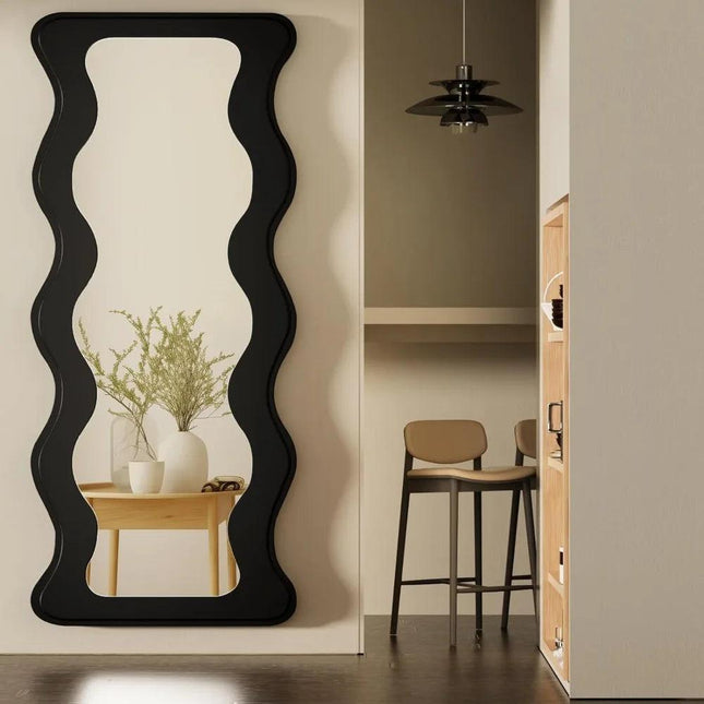 Woodland Wave Full Length Wooden Floor Mirror - Asymmetric Irregular - Uber Decor