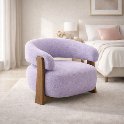 Tranquil Arc Living Room Chair Mid Century Modern American Inspired Solid Wood Frame Fixed Base Contemporary Chair Lounge and Bedroom