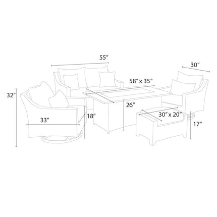 Hearthwyn Chair & Sofa Set with Center Table Outdoor Lounge for Covered Patios & Garden Verandas