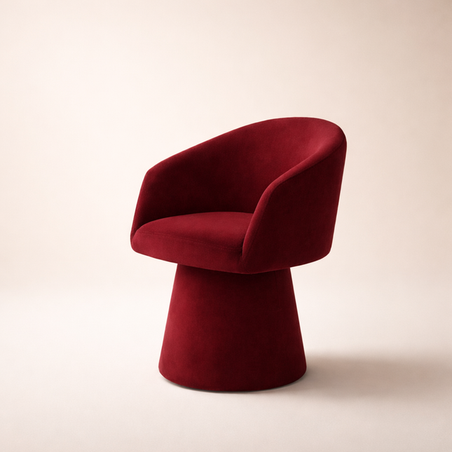 Lumi Modern Barrel Chair with Curved Silhouette and Sculptural Base Ideal for Living Room Lounge or Dining Spaces