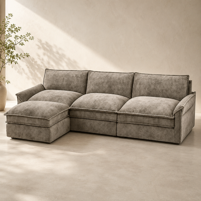 Manila 119" L-Shaped Sofa- 3 Seater Sectional Sofa for Apartments or Living Rooms