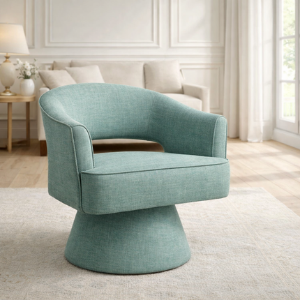 Ravelle Modern U-Back Accent Chair - 360 Revolving Swivel Barrel Armchair - Uber Decor