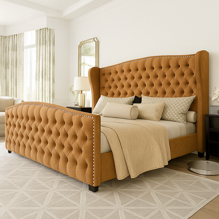 Serenabelle Wingback Bed – Heritage-Inspired Bedroom Classic - Uber Decor
