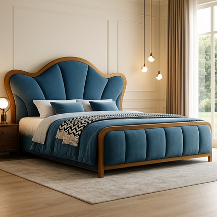 Restful Haven Japandi Curved Luxury Bed with Storage – Modern Bedroom Centerpiece - Uber Decor