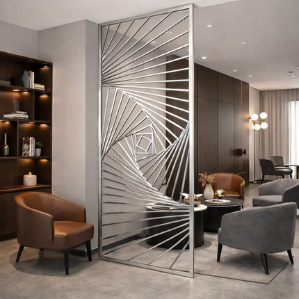 SPIRA Stainless Steel Artistic Room Divider With Spiral Line Design For Living Room Dining Area And Statement Interior Spaces