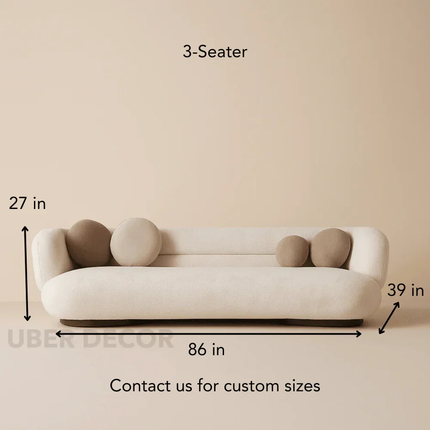 SereneCurve Luxury Bouclé Sofa – Contemporary 3-Seater Boucle Couch for Modern Living Rooms