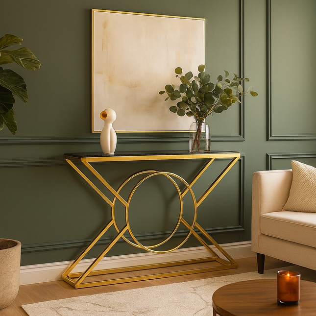 Eclipse Axis Console – Sculptural Mid‑Century Modern Entryway Table - Uber Decor