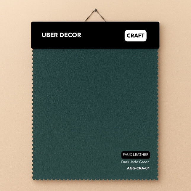 CRAFT- Leatherette Faux Leather Upholstery Fabric- Dark Jade Green - Uber Decor