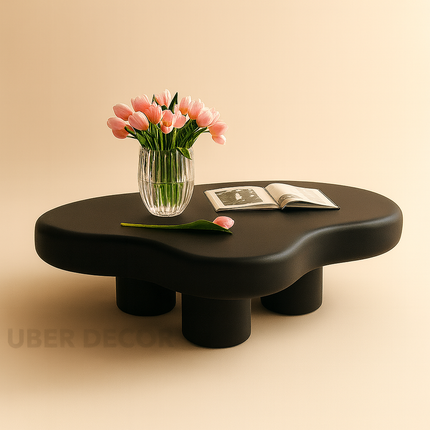 Tigris Blanc Cloud Coffee Table White Sculptural Top Irregular Organic Form Rounded Legs Minimalist Accent for Modern Living Rooms - Uber Decor