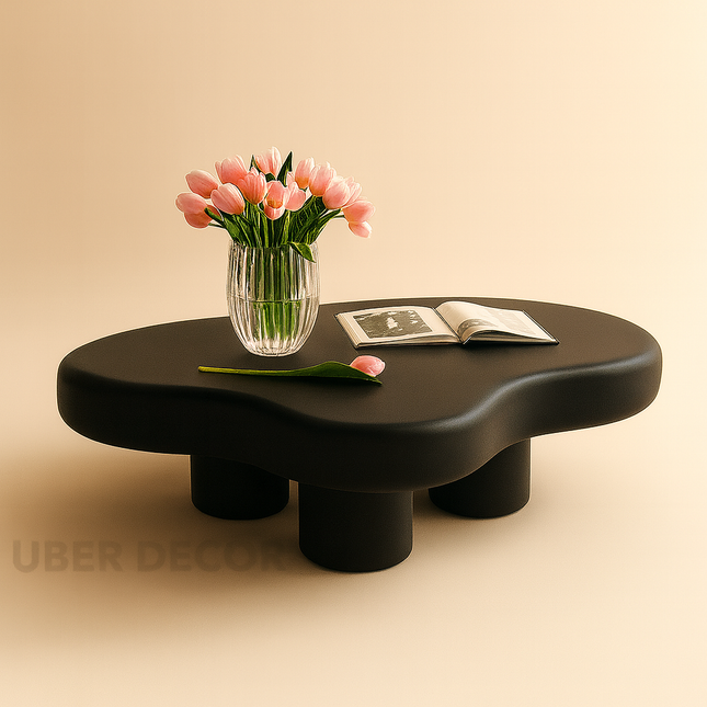 Tigris Blanc Cloud Coffee Table White Sculptural Top Irregular Organic Form Rounded Legs Minimalist Accent for Modern Living Rooms - Uber Decor