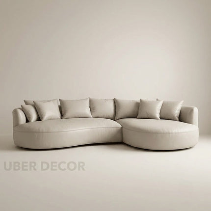 Boucle Breeze 105 in Curved Sofa – In Stock Faux Leather Luxury Couch