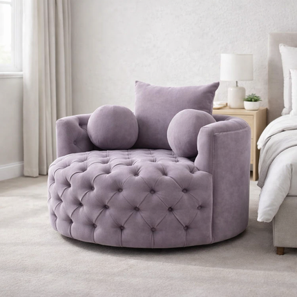 Orania 360 Degree Swivel Accent Chair Single Barrel Sofa with Round Tufted Base - Uber Decor