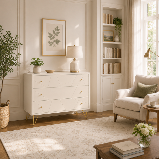 Linea Luxe Modern Minimalist Solid Wood Chest of Drawers Ideal for Bedroom, Living Room & Entryway
