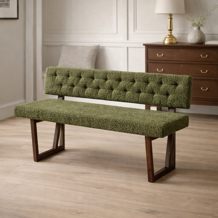 Nira Harmony Contemporary Solid Wood Bench with Backrest Modern Customisable Seating for Dining Living Lounge and Entryway