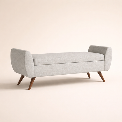 Amsi Mid-Century Modern Flip Top Storage Bench – Japandi-Inspired Entryway & Bedroom Organizer